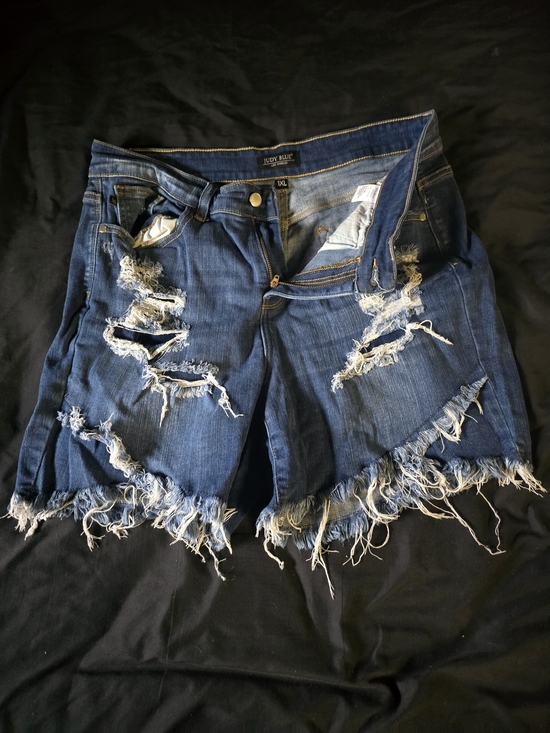 Judy Blue Pants - Indigo Blue Ripped Denim Jean Shorts - Judy Blue